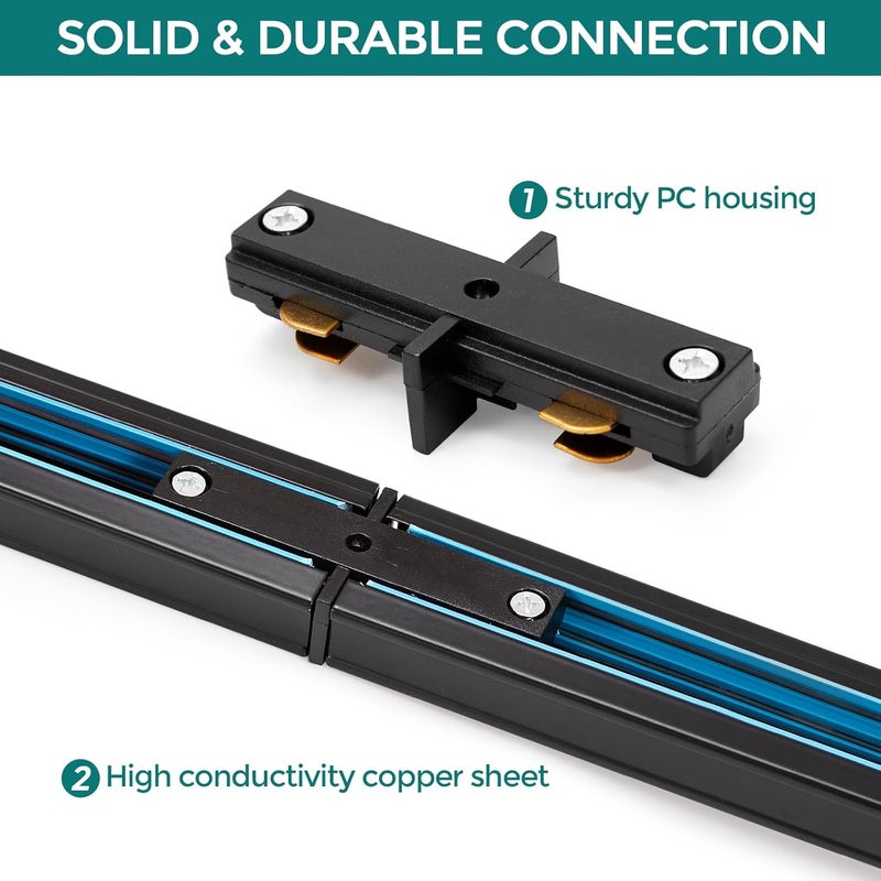 iCreating H Track Lighting Connector Kit - Black H Track Lighting Rail Connectors, 3 Wire Track Lighting Fixtures Accessories All in One Kit for Single Circuit H Type LED Track Lighting Heads System - Image 5